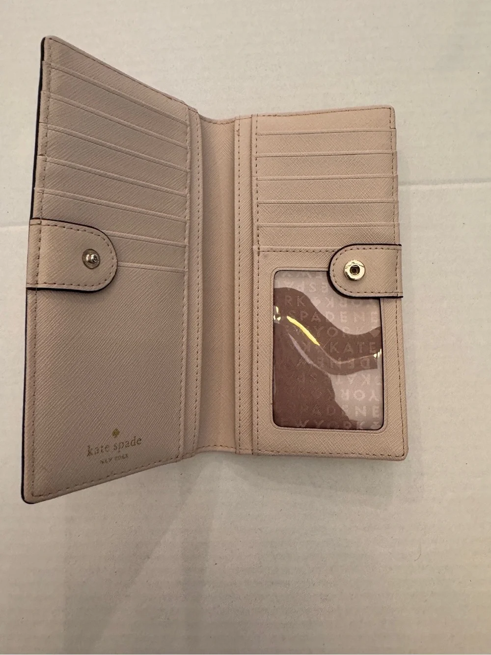 Kate Spade New York Beige Zip-Around Wristlet Wallet with Logo Accent Wristlet
